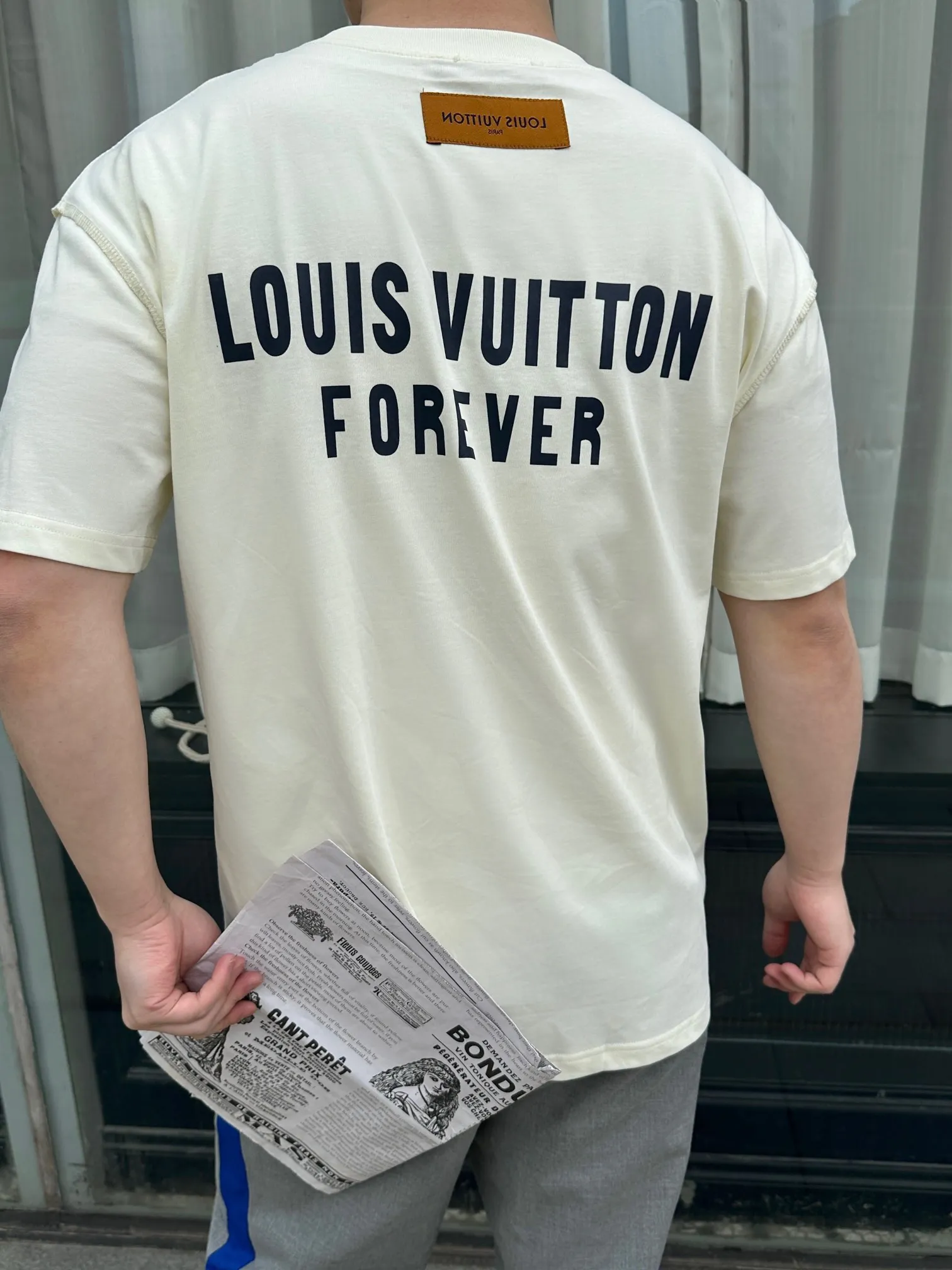 Louis Vuitton/Louis Vuitton 22ss fake pocket letter printed short sleeves